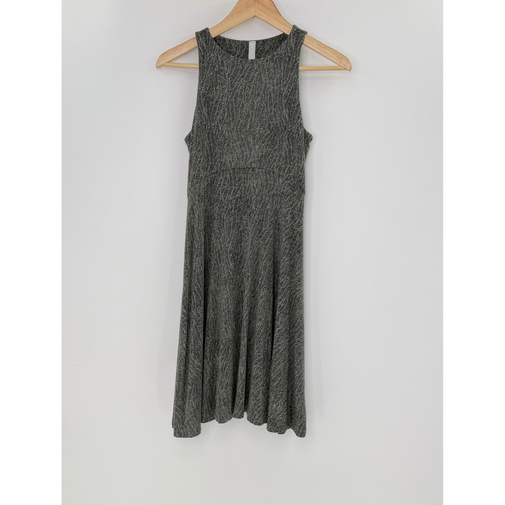 Athleta Gray/Green Print Sleeveless Athletic Dress XS Stretch Cozy Easywear Boho